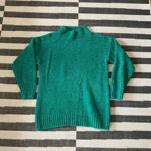 Vintage emerald green knit mock neck sweater medium